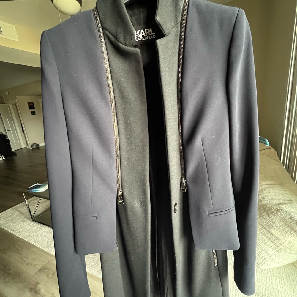 Karl Lagerfeld Black Blazer with Notched Lapel